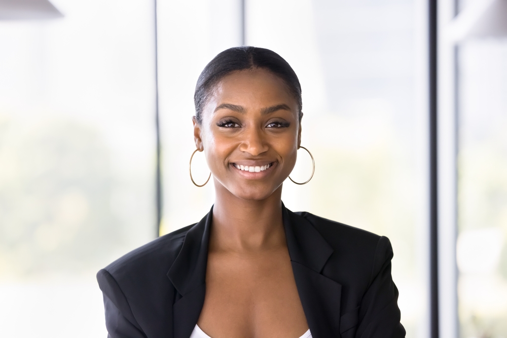 Happy,Attractive,African,American,Business,Professional,Woman,In,Formal,Jacket